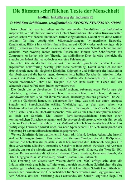 Die ältesten schriftlichen Texte der Menschheit. Endlich: Entzifferung der Indusschrift
