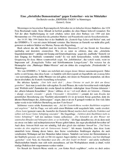 Eine “christliche Demonstration“ gegen Esoteriker – wie im Mittelalter