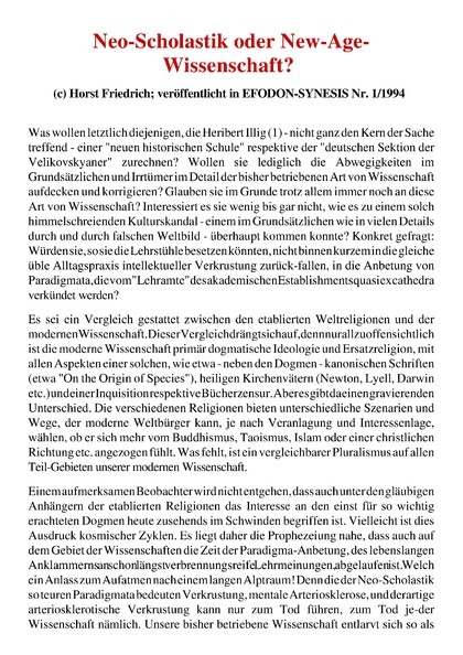 Neo-Scholastik oder New-Age-Wissenschaft?