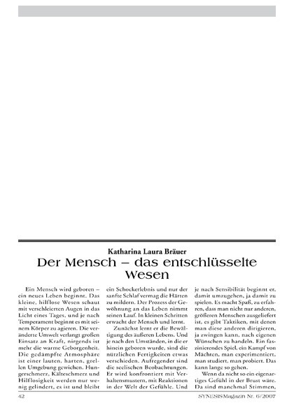 Der Mensch – das entschlüsselte Wesen