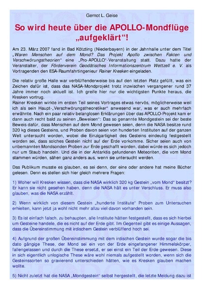 „Bullshit-Kabinett“ – So wird heute über die APOLLO-Mondflüge „aufgeklärt“!