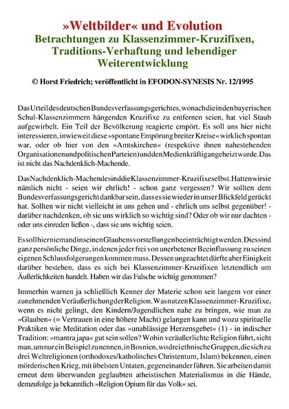 “Weltbilder” und Evolution