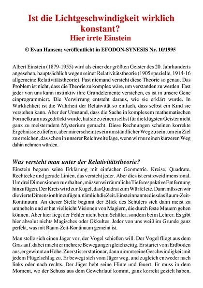 Ist die Lichtgeschwindigkeit wirklich konstant?