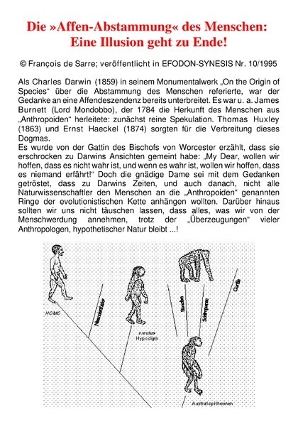 Die “Affen-Abstammung” des Menschen: Eine Illusion geht zu Ende!