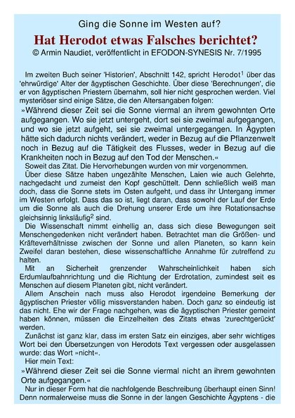 Ging die Sonne im Westen auf?