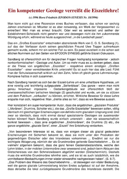 Ein kompetenter Geologe verreißt die Eiszeit-Lehre!