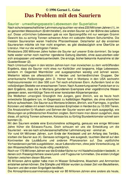 Das Problem mit den Sauriern
