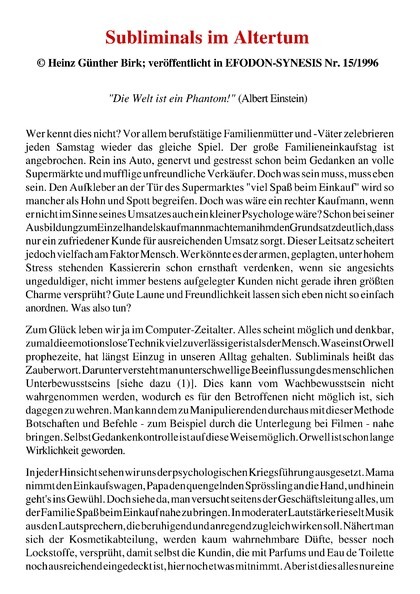 Subliminals im Altertum