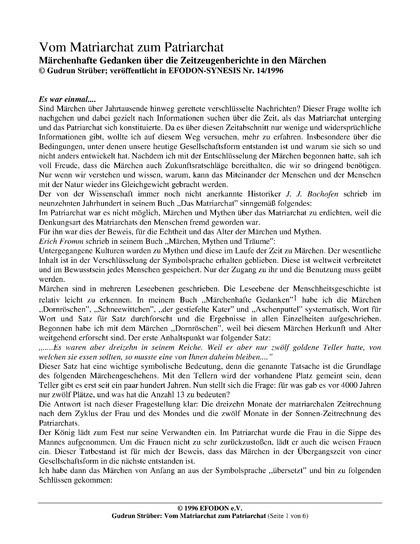 Vom Matriarchat zum Patriarchat