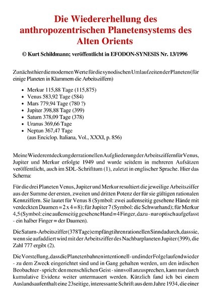 Die Wiedererhellung des anthropozentrischen Planetensystems des Alten Orients