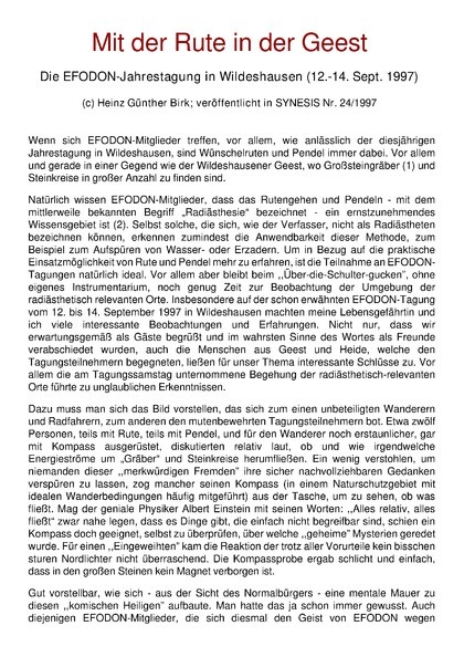 Mit der Rute in der Geest – Die EFODON-Jahrestagung in Wildeshausen