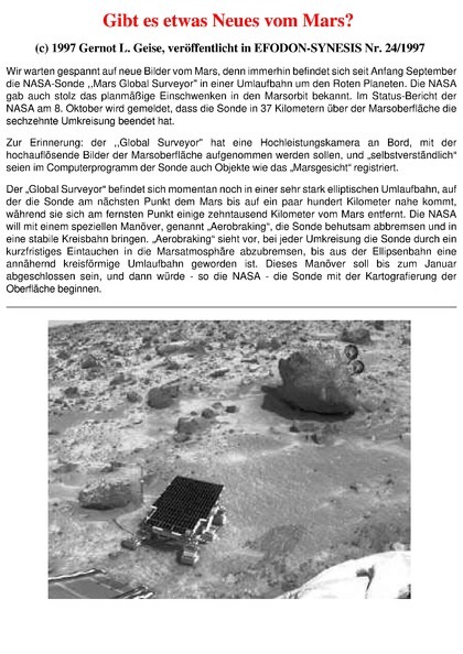 Gibt es etwas Neues vom Mars?