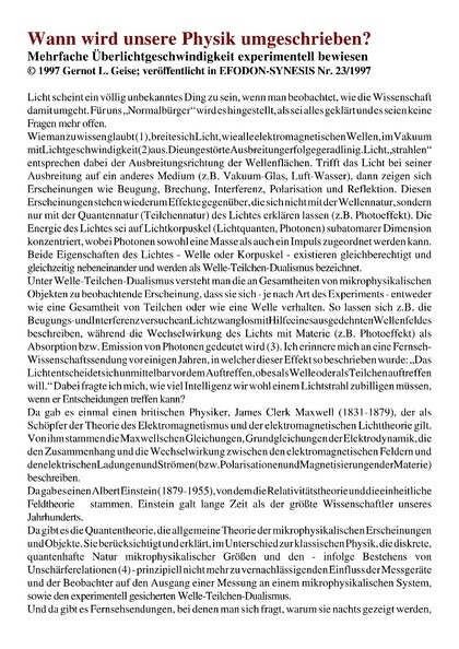 Wann wird unsere Physik umgeschrieben?