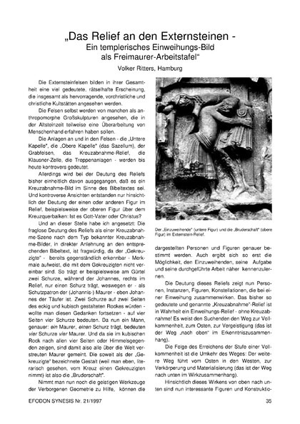 Das Relief an den Externsteinen – Ein templerisches Einwiehungs-Bild als Freimaurer-Arbeitstafel”