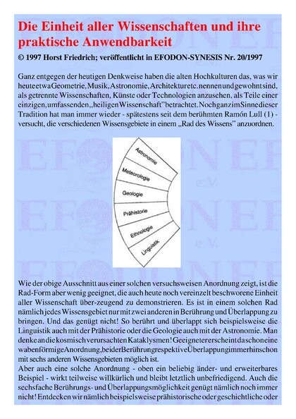 Die Einheit aller Wissenschaften und ihre praktische Anwendbarkeit