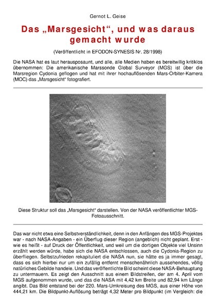 Das “Marsgesicht”, und was daraus gemacht wurde
