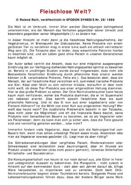 Fleischlose Welt?