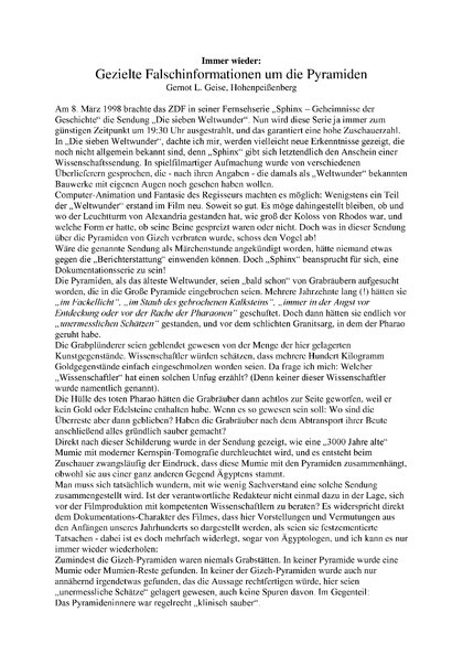 Gezielte Falschinformationen um die Pyramiden