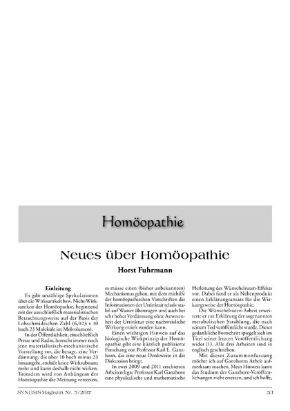 Neues über Homöopathie