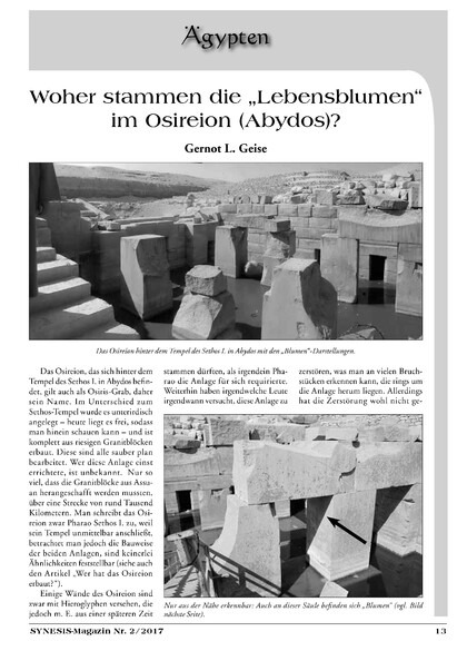 Woher stammen die „Lebensblumen“ im Osireion (Abydos)?