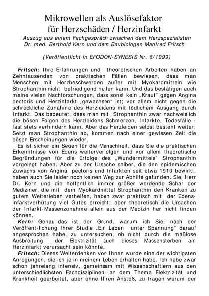 Mikrowellen als Auslösefaktor für Herzschäden / Herzinfarkt