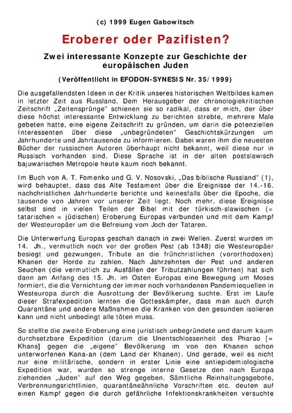 Eroberer oder Pazifisten? Zwei interessante Konzepte zur Geschichte der europäischen Juden