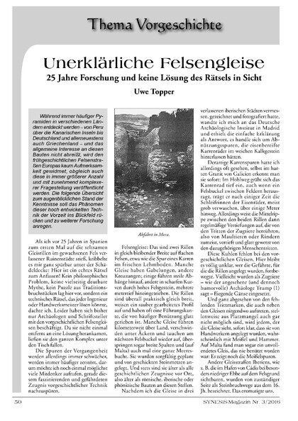 Unerklärliche Felsengleise  25 Jahre Forschung und keine Lösung des Rätsels in Sicht