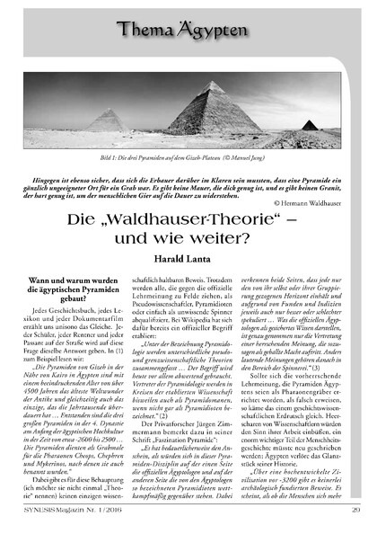 Die „Waldhauser-Theorie“  und wie weiter?
