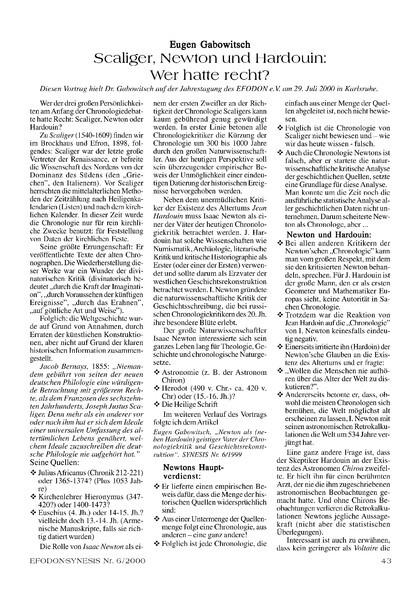 Scaliger, Newton u. Hardouin: Wer hatte recht?