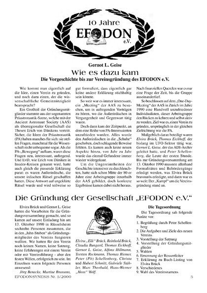Wie es dazu kamDie Gründung der Gesellschaft “EFODON e.V.” Wieso eigentlich “EFODON”?Wer sind wir? Eine kleine Chronik des EFODON e.V.