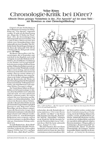 Chronologie-Kritik bei Dürer?
