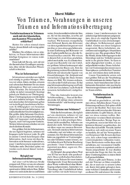 Von Träumen, Vorahnungen in unseren Träumen und Informationsübertragung