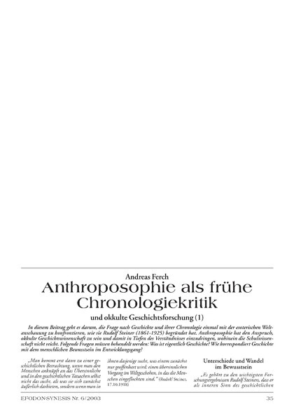 Anthroposophie als frühe Chronologiekritik (1)