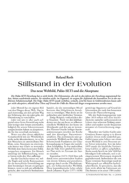 Stillstand in der Evolution
