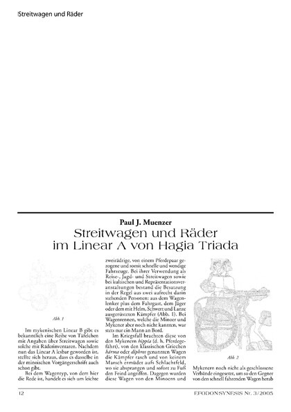 Streitwagen und Räder im Linear A von Hagia Triada