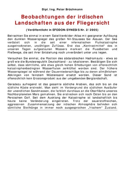 Beobachtungen der irdischen Landschaften aus der Fliegersicht