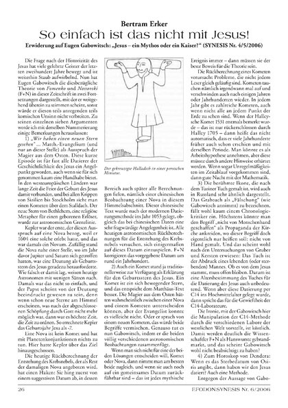 So einfach ist das nicht mit Jesus! Erwiderung auf Eugen Gabowitsch: „Jesus – ein Mythos oder ein Kaiser?“