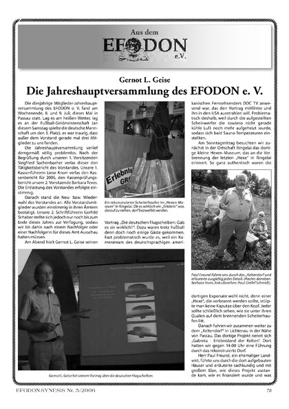 Die Jahreshauptversammlung des EFODON e. V.