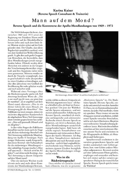 Mann auf dem Mond – Reverse Speech und die Apollo-Mondlandungen von 1969 – 1972