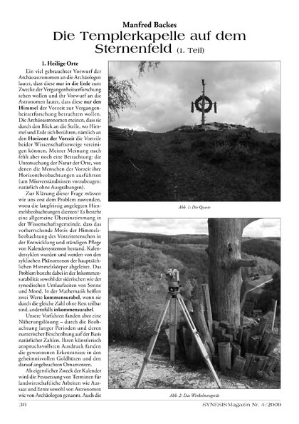 Die Templerkapelle auf dem Sternenfeld (Teil 1)