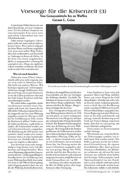 Vorsorge für die Krisenzeit (3) – Von Genussmitteln bis zu Waffen
