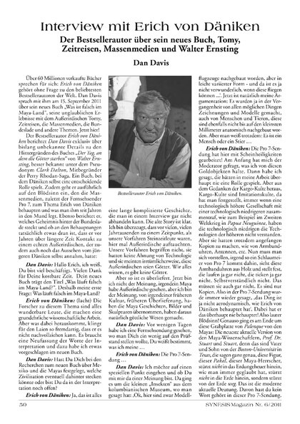 Interview mit Erich von Däniken – Der Bestsellerautor über sein neues Buch, Tomy, Zeitreisen, Massenmedien und Walter Ernsting