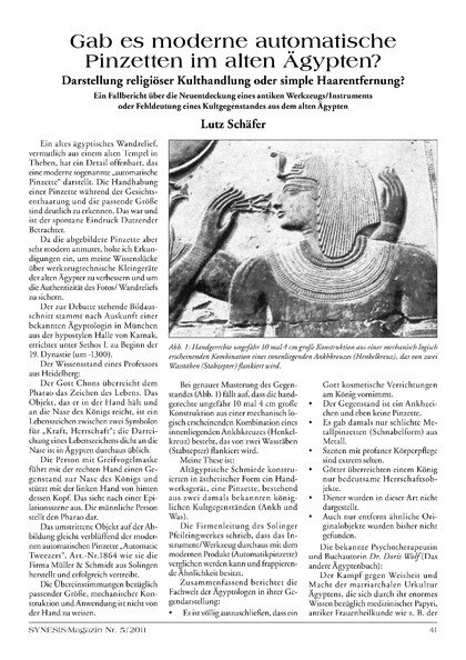 Gab es moderne automatische Pinzetten im alten Ägypten? Darstellung religiöser Kulthandlung oder simple Haarentfernung?