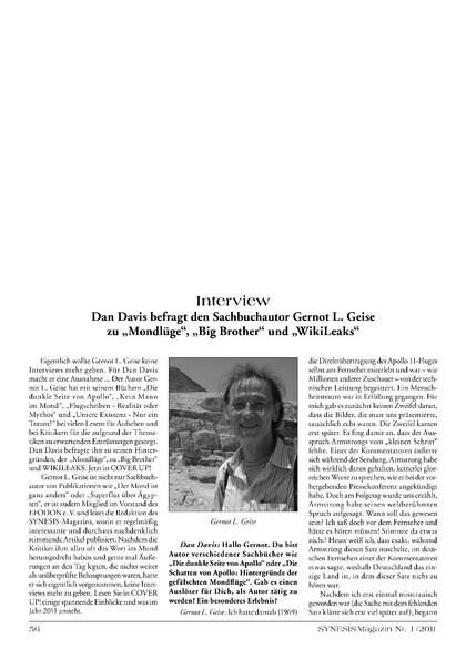 Interview – Dan Davis befragt den Sachbuchautor Gernot L. Geise zu „Mondlüge“, „Big Brother“ und „WikiLeaks“
