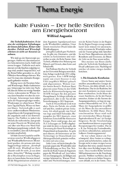 Kalte Fusion – Der helle Streifen am Energiehorizont