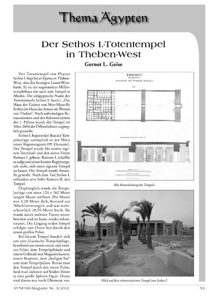 Der Sethos I.-Tempel in Theben-West