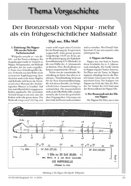 Der Bronzestab von Nippur – mehr als ein frühgeschichtlicher Maßstab! (Elke Moll)