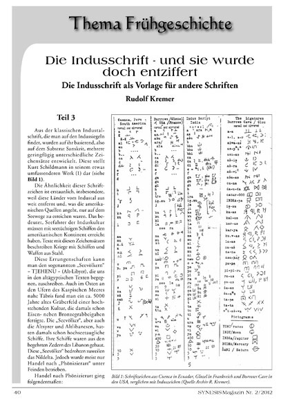 Die Indusschrift – und sie wurde doch entziffert! Die Indusschrift als Vorlage für andere Schriften (Teil 3) (Rudolf Kremer)
