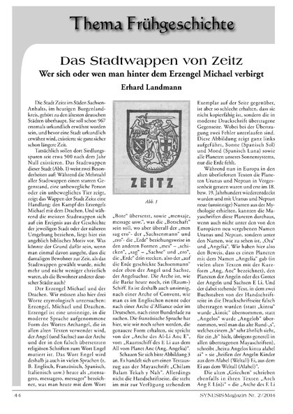 Das Stadtwappen von Zeitz – Wer sich oder wen man hinter dem Erzengel Michael verbirgt (Erhard Landmann)