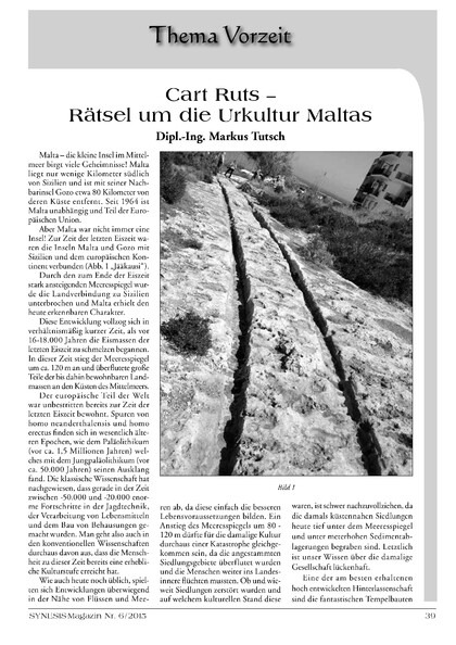 Cart Ruts – Rätsel um die Urkultur Maltas (Dipl.-Ing. Markus Tutsch)